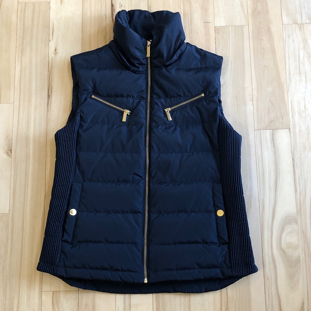 MICHAEL Michael Kors Navy Blue with Gold hardware Puffer Vest